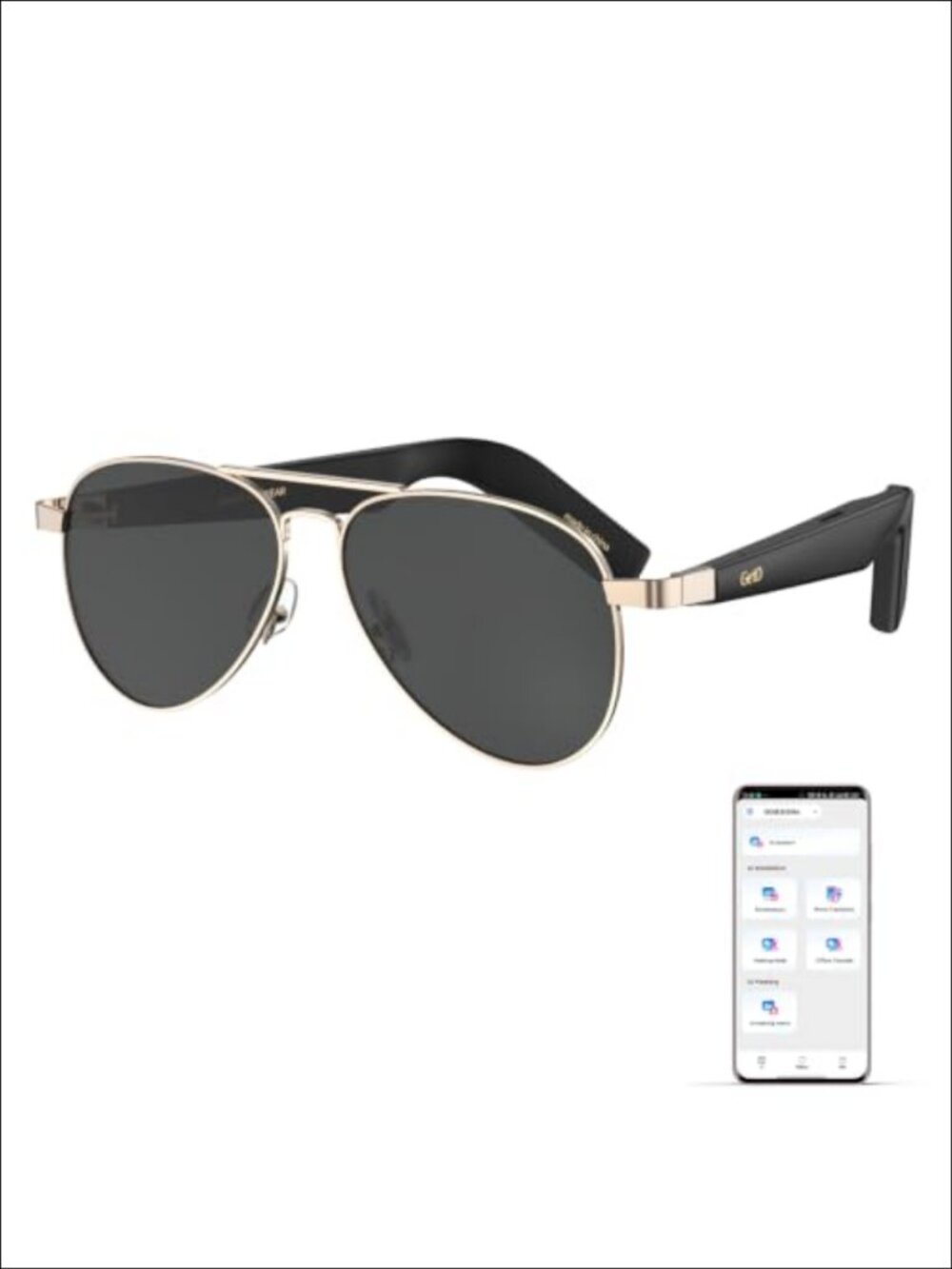 Smart AI Glasses Real-Time Translation Bluetooth Sunglasses